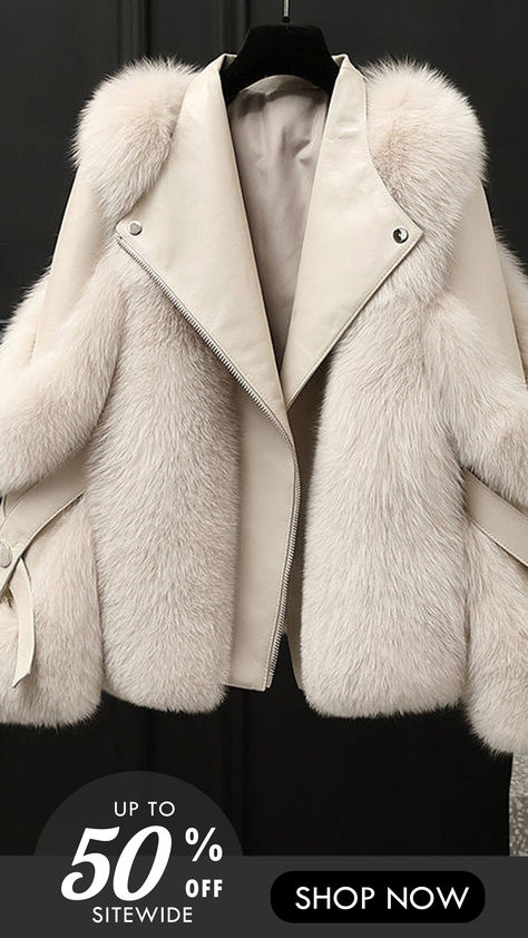 10% off first order Free shipping on orders over $100 Fox Collar, Fur Coat Fashion, Fox Fur Jacket, Faux Fur Coats, Casual Outwear, Fur Coats, Girl Coat, Winter Fashion Outfits, Faux Fur Coat