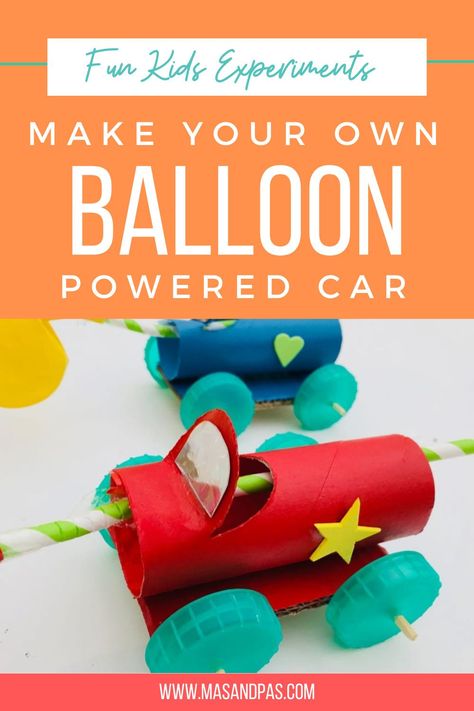 Balloon Powered Car, Fun Experiments For Kids, Balloon Car, Educational Activities For Toddlers, Balloon Cars, Experiment For Kids, Stem Crafts, Kid Experiments, Car Craft