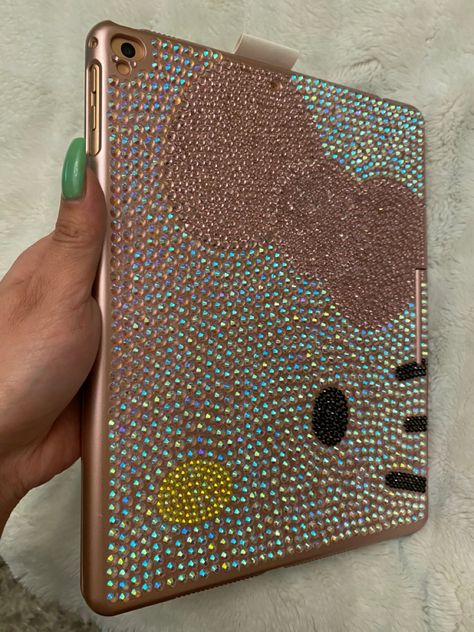 Hello Kitty Rhinestone Phone Case, Ipad Case Hello Kitty, Bedazzled Ipad Case, Hello Kitty Ipad Case, Hello Kitty Ipad Wallpaper, Diy Ipad Case, Ipad Case Aesthetic, Hello Kitty Ipad, Hello Kitty Diy