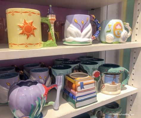 New Disney Princess Mugs Spotted at Walt Disney World — And They're AMAZING! | the disney food blog Disney Mug Collection, Disney Cups Mugs, Disney Dishes Set, Disney Mugs Collection, Disney Princess Mug, Disney Princess Kitchen, Disney Princess Mugs, Casa Disney, Disney Mug