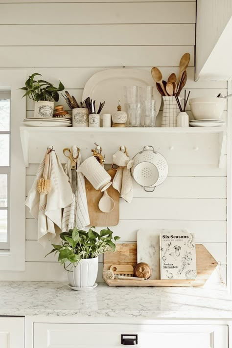 Cozy Kitchen Inspiration by Liz Mare. Check out the what is needed for the perfect cozy kitchen this season.     #KitchenDesign #Kitchen #KitchenDecor #KitchenLighting #HomeDecor #CozyKitchen #CozyWinterKitchen #MarbleCounter #Marble #Smeg #RetroFridge #FarmhouseKitchen Painted Kitchen Island, The Found Cottage, Vibeke Design, Liz Marie, Liz Marie Blog, White Cottage, Cozy Kitchen, Kitchen Paint, Farmhouse Kitchen Decor