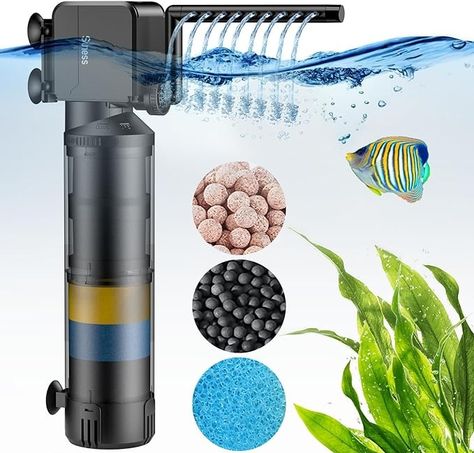 Amazon.com : Suness 20W Aquarium Filter: 3-Stage Fish Tank Filters with Aeration, Oxygenation and Rainfall Mode, 320GPH Submersible Aquarium Filter Turtle Tank Filter for 40-180 Gallon Fish Tanks, Flow Adjustable : Pet Supplies Turtle Tank, Aquarium Filter, Fish Tanks, Fish Tank, Filter, Pet Supplies, Fish, Pet, Collage