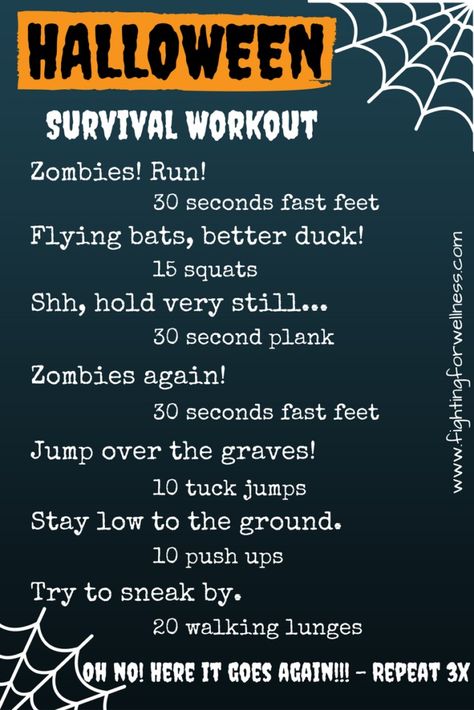 Hysterical way to make workouts during Halloween fun! Halloween Workout, Crossfit Kids, Elementary Pe, Pe Activities, Pe Class, Pe Ideas, Holiday Workout, Workout List, Gym Games