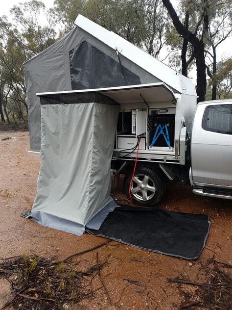 shower tent - Tailgate Campers | Australian Made Slide on Camper | Victoria Shower Tent, Slide In Camper, Australia Travel, Slides, Tent, Storage Spaces, Australia, Shower