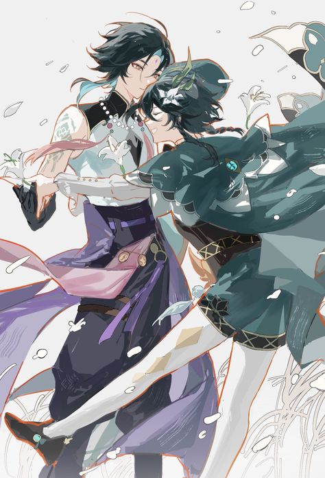 Venti And Xiao, Venti X Xiao, Venti Genshin Impact, Xiao Genshin Impact, Xiao Genshin, Living Room Themes, Header Image, Figure Drawing Reference, Ship Art