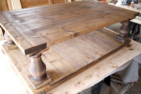 Diy Restoration Hardware Coffee Table, Diy Balustrade, Restoration Hardware Coffee Table, Diy Restoration Hardware, Restoration Hardware Inspired, Coffee Table Plans, Wood Table Diy, Table Farmhouse, Diy Dining