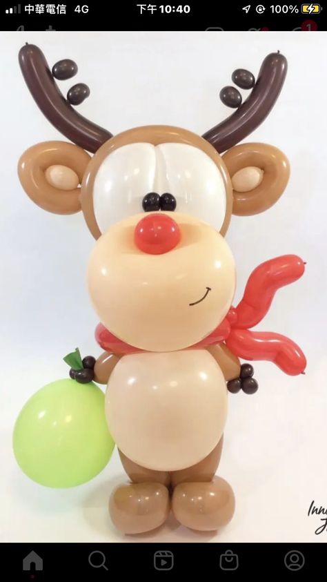 Reindeer Balloon, Twisting Balloons, Christmas Balloon Decorations, Qualatex Balloons, Balloon Crafts, Balloon Twisting, Christmas Balloons, Balloon Gift, Balloon Flowers