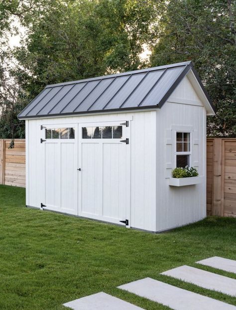 Shed Exterior Ideas, Sheds Ideas Backyard, Shed Landscaping, Pool Shed, Backyard Storage Sheds, Simple Shed, Backyard Storage, Shed Building Plans, Pump House