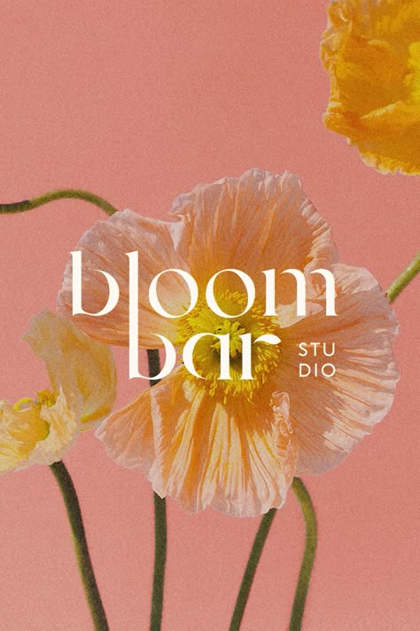 Timeless, quirky and playful logo design for Bloom Bar Studio in Toronto Canada. Minimal florist logo design, flower shop logo design, boutique florist logo design, wine bar logo, cafe logo, florist cafe branding, flower shop branding, florist branding, pink hues, feminine brand identity design. Flower Social Media Design, Logo Design With Flowers, Bloom Logo Design Ideas, Florist Advertising Design, Flower Company Branding, Flower Business Branding, Floral Design Branding, Flower Shop Logo Design Brand Identity, Pink Yellow Branding