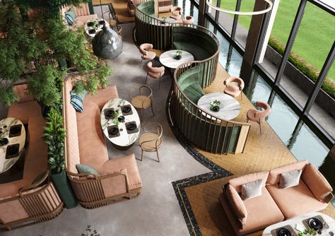 Lebanese Restaurant, Restaurant Layout, Modern Family House, Modern Restaurant Design, Restaurant Booth, Garden Restaurant, Restaurant Seating, Restaurant Ideas, Interior Design Photography