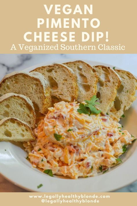 Vegan Pimento Cheese, Vegan Pimento Cheese Recipe, Vegan Dip Recipes, Pimento Cheese Dip, Best Vegan Cheese, Pimento Cheese Recipes, Plantbased Recipes, Vegan Cheese Recipes, Vegan Lunch Recipes