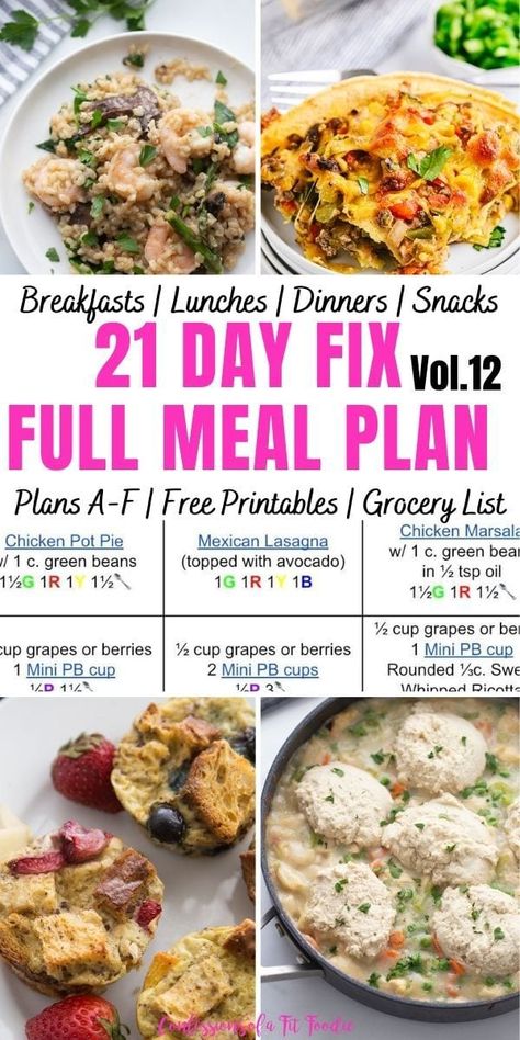 21 Day Fix Meal Plan Vol. 12 {All Meals | All Brackets | Free Printables} - Confessions of a Fit Foodie Ultimate Portion Fix Meal Plan, Portion Fix Meal Plan, Beachbody Meal Plan, 21 Day Fix Menu, 21 Day Fix Plan, 21 Day Fix Diet, Printable Grocery List, 21 Day Fix Meal Plan, Beachbody Recipes