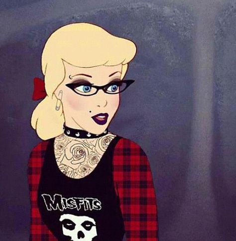 Punk Disney Cinderella Emo Disney Characters, Disney Punk Edits, Prince Eric Disney, Disney Characters Tattoos, Princesa Emo, Emo Disney, Punk Disney Princess, Goth Disney Princesses, Disney Punk