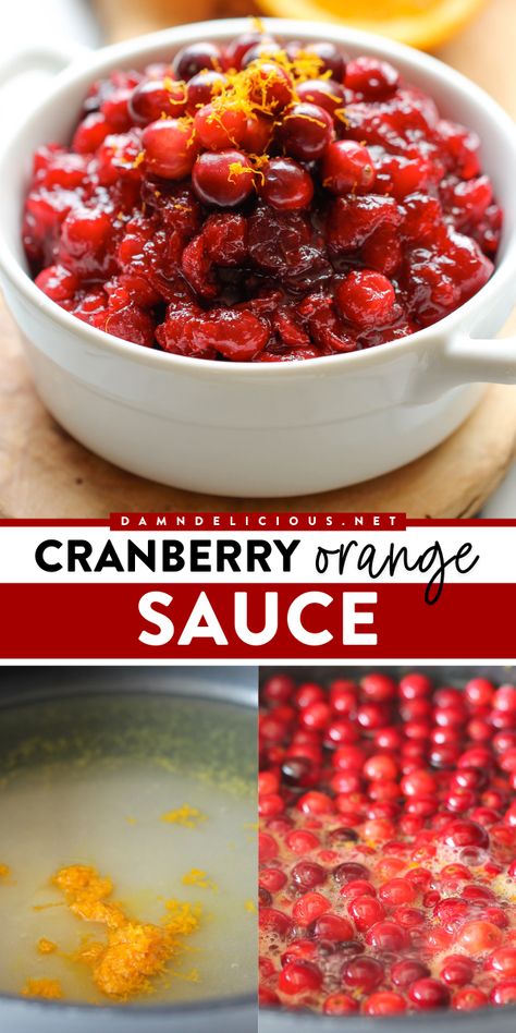 A Thanksgiving dinner recipe using only 3 ingredients! With an amazing combo of flavors, this fresh cranberry orange sauce is a Thanksgiving side dish to impress. Serve this homemade cranberry sauce at your Christmas dinner party, too! Cranberry Sauce With Orange Juice, Cranberry Orange Relish Recipes, Cranberry Recipes Thanksgiving, Cranberry Sauce With Orange, Fresh Cranberry Recipes, Orange Sauce Recipe, Cranberry Orange Relish, Cranberry Sauce Thanksgiving, Fresh Cranberry Sauce