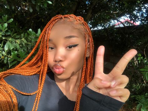 Orange Braids For Black Women, Orange Box Braids, Braids Color 30, Hairstyles Goddess Braids, Orange Braids, Ginger Braids, Red Box Braids, Head Braid, Braids Blonde