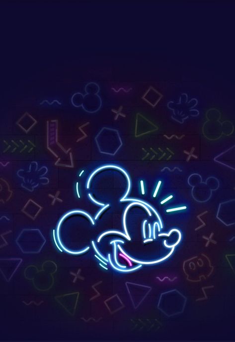 Line Wallpaper, Mickey Silhouette, Disney Characters Wallpaper, Queens Wallpaper, Mickey Mouse Pictures, Disney Logo, Neon Sign Art, Mouse Wallpaper, Pink Wallpaper Backgrounds