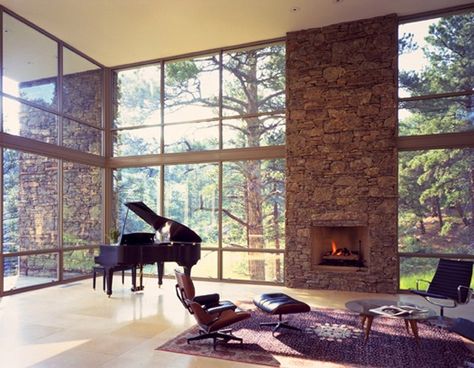 afgskhasfgkhaf!!!!! want. maybe even need. Grand Piano Room, Living Room New York, Piano Decor, Piano Room, Grand Piano, Floor To Ceiling Windows, A Living Room, Modern Room, Music Room