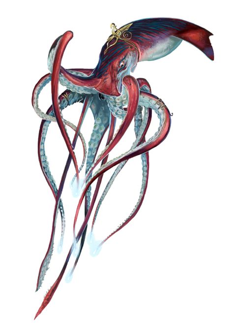 Kraken Sea Monster - Pathfinder PFRPG DND D&D 3.5 5E 5th ed d20 fantasy Giant Squid Art, Dnd Kraken, Fantasy Kraken, Fantasy Sea Creatures, Squid Monster, Monsters Mythology, Kraken Design, Scary Sea Creatures, Kraken Monster