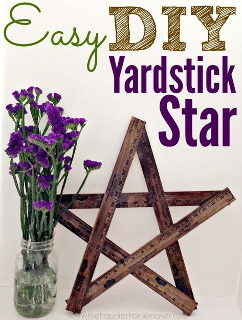 Easy DIY Yardstick Star - Pretty Handy Girl Cute Teacher Gifts, Back To School Crafts, School Teacher Gifts, Star Diy, Diy Holiday Decor, Diy Holiday, Craft Stick Crafts, School Crafts, Crafts To Do