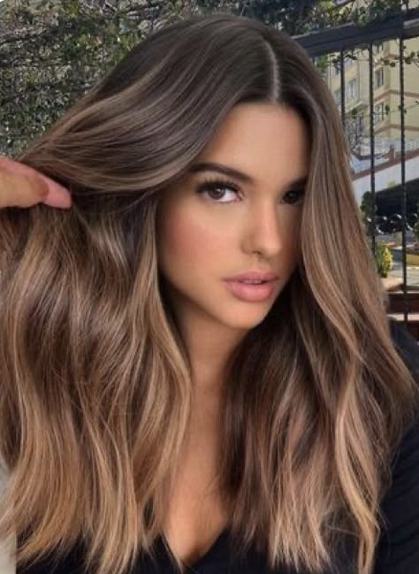 For Brunettes Balayage, Brunettes Balayage, Hair Color Ideas For Brunettes Balayage, Straight Hair Highlights, Spring Hair Color Trends, Highlights Caramel, Rambut Brunette, Blonde Hair Color Ideas, Spring Hair Color