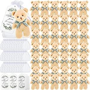 Wettarn 50 Sets Baby Shower Small Bears Tiny Plush Bear Bulk 4.72 Inch Mini Stuffed Animals Small Bear Party Favors with Thank You Tags and Mesh Bags for DIY Keychain Birthday Baby Shower, Brown Bear Party Favors, Mini Stuffed Animals, Mesh Bags, Bear Theme, Bear Party, Kids Gift Guide, Teddy Bear Stuffed Animal, Bear Stuffed Animal