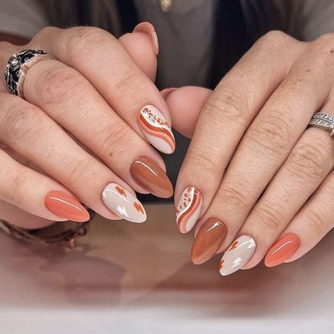 Rate This Nail ideas From ⭐1~10. SAVE & FOLLOW i will update everyweek. Deer Nails, Boho Nails, Retro Nails, November Nails, Cute Nails For Fall, Cute Gel Nails, Thanksgiving Nails, Short Acrylic Nails, Manicure E Pedicure