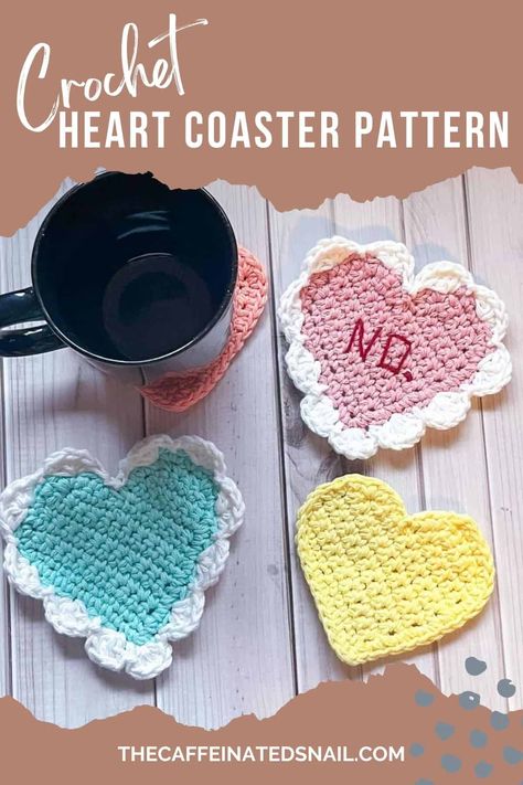 Add a bit of love and cute decoration to your home by adding a crochet heart coaster to your desk or coffee table. My Crochet Heart Coaster Pattern is made in rows, making it easy to make without the pesky magic circle. Heart Granny Square Coaster, Heart Coaster Crochet Pattern Free, Crochet Heart Coaster, Free Heart Crochet Pattern, Heart Granny Square, Heart Coaster, Coaster Pattern, Crochet Heart Pattern, Crochet Coaster Pattern