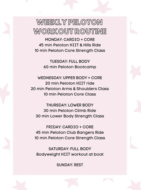 Need to spice up your Peloton workouts?  This weekly Peloton workout routine will provide a great balance of cardio & strength throughout the week!  A great mix of using the bike & strength workouts on the Peloton app. Peloton Schedule Ideas, Peloton Challenge Ideas, Peloton Workout Routine, Peloton Cycle Workout Plan, Peloton Bike Workout Schedule, Peloton App Workout Plan, Peloton Workout Plan Bike, Peleton Work Out Plan, Peloton Strength Workout Plan