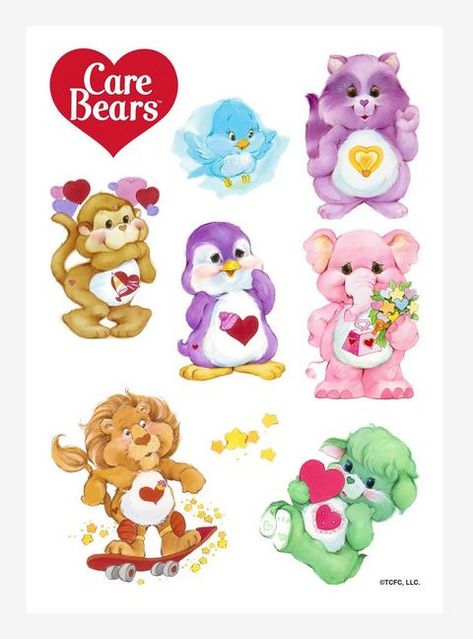 Care Bears Cousins Sticker Sheet, Grease Movie, Emotion Faces, Care Bears Cousins, Ink In Water, Care Bear, Kiss Cut Stickers, Give Back, Care Bears, Giving Back