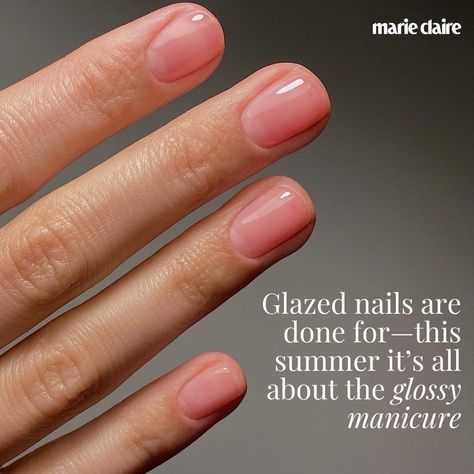 Glazed nails are so last year—summer 2024 is all about that glossy manicure.💅✨ Whether you prefer neutrals or bold colours, the trend is clear: ultra-shiny nails are here to stay. From barely-there lip gloss nails to statement forest greens, the 12 looks at the link in bio prove that a glossy nail is the epitome of chic. Trust us, you'll want to save all these looks to your saved folder. #GlossyManicure #SummerNails #NailInspo" 💅📷: @matejanova Glossy Natural Nails, Lip Gloss Nails 2024, Clear Glazed Nails, Glossy Manicure, Lip Gloss Nails, Gloss Nails, Glazed Nails, Shiny Nails, Gap Year