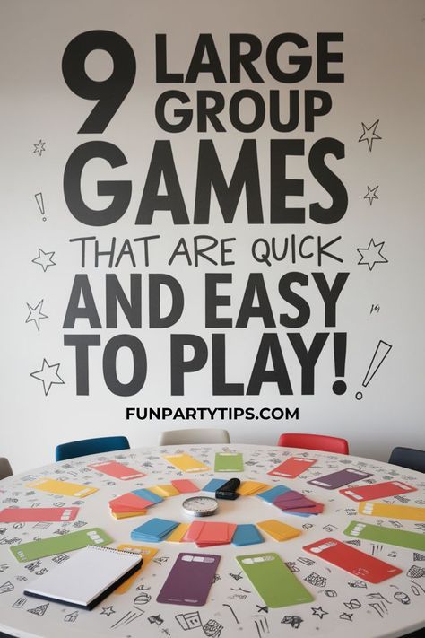 Looking for fun easy games for big groups that don’t drag on and on and on? These 9 quick games are ideal for large groups, offering fast-paced fun that keeps everyone entertained. These games are absolutely perfect for family reunions, birthday parties, school events, or family get-togethers when time is short! Group Games For Adults Indoor, Games For Big Groups, Group Party Games, Games For Large Groups, Large Group Games, Group Party, Quick Games, Big Group, Party Tips