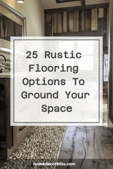 Explore a curated selection of 25 rustic flooring options that will beautifully ground your space. From reclaimed wood to natural stone, find the perfect flooring inspiration for your home décor projects. Whether you're looking to add warmth or a touch of earthy charm, these rustic flooring ideas are sure to elevate any room in your home. Discover the perfect foundation for your interior design style with these inviting and timeless flooring options. Rustic Flooring Ideas, Rock Floor, Rustic Wood Floors, Slate Tile Floor, Rustic Tile, Wooden Wall Signs, Rustic Home Interiors, Rustic Flooring, Natural Flooring