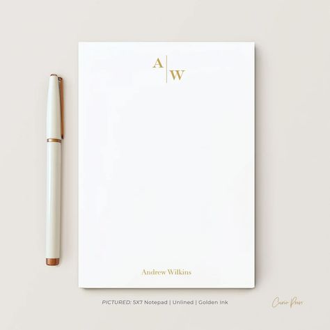 Personal Stationery Design, Monogram Stationary, Mens Monogram, Custom Stationary, Note Pad Design, Monogrammed Stationery, Notepad Gift, Personalized Stationary, Split Monogram