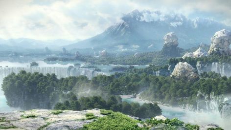 Eorzea | Final Fantasy Wiki | Fandom Fancy Books, Waterfall Wallpaper, Mountain Waterfall, Landscape Concept, Full Hd Wallpaper, Fantasy City, Biome, Fantasy Setting, Fantasy Places