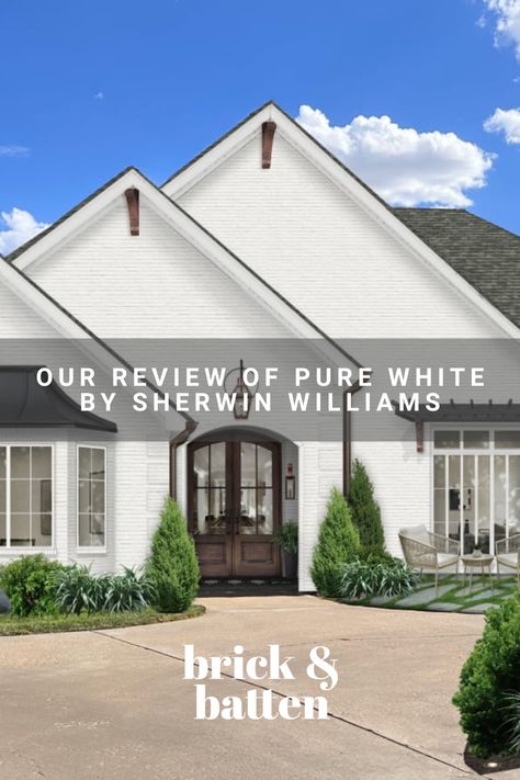 If you’re looking for a soft white with subtle undertones, Pure White by Sherwin Williams might be the shade for you. This chameleon-like color will instantly update any home. Learn all about Pure White and why we love using it on home exteriors: https://bit.ly/4anNqmN Sherwin Williams Pure White Exterior Paint, Nebulous White Sherwin Williams Bedroom, Casper White Quarter Exterior, Pure White Exterior House, Sw Pure White Exterior, Pure White Sherwin Williams Exterior, Eider White Sherwin Williams Exterior, White Exterior Paint Colors For House, White House Exterior Colors Schemes