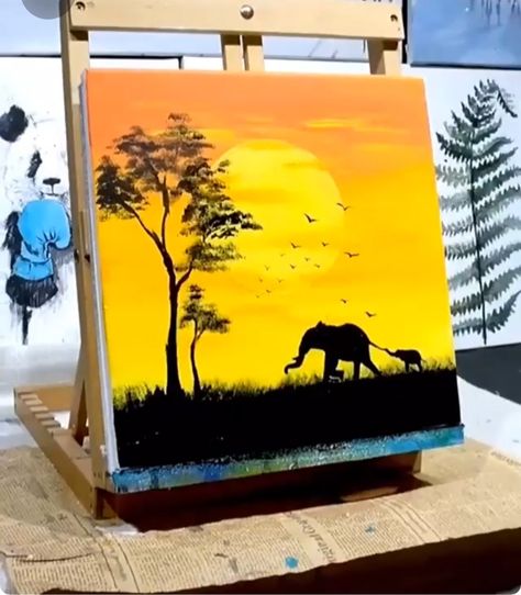 Seni Dan Kraf, Simple Canvas Paintings, Canvas Painting Tutorials, Cute Canvas Paintings, Easy Canvas Art, Soyut Sanat Tabloları, Easy Canvas Painting, Painting Art Lesson, Canvas Painting Diy