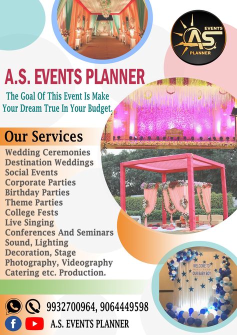 #EventManagementCatalogue Wedding Planner Flyer Design, Event Management Company Poster Design, Event Planner Social Media Posts, Event Planning Flyer, Event Planning Advertisement, Gold Wedding Reception Tables, Event Planning Proposal, Event Planning 101, Event Planner Business Card