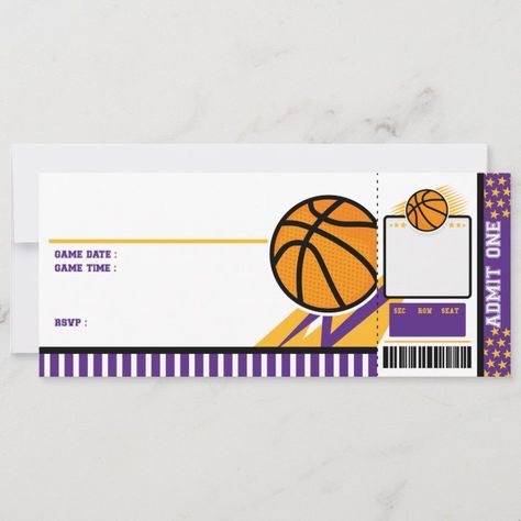 Basketball Ticket Pass Birthday Invitation | Zazzle Basketball Ticket Template Free, Lakers Invitation Template, Basketball Ticket Invitation, Basketball Invitations Birthday, Stephen Curry Birthday, Ticket Design Template, Ticket Template Free, Basketball Invitations, Basketball Tickets