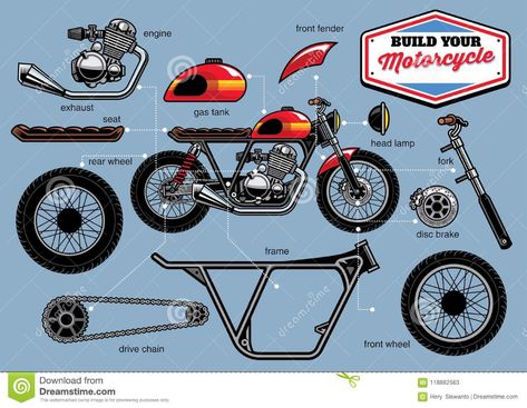 Motorcycle Christmas, Cafe Racer Parts, Motorcycle Mechanic, Motorbike Parts, Cafe Racer Moto, Mini Jeep, Harley Davidson Artwork, Build A Bike, Motorcycle Drawing