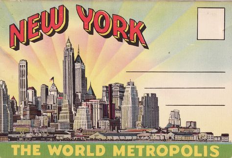 Art Deco NYC postcard City Postcard, Unique Postcards, New York Graffiti, Postcard Book, Band Stickers, How To Make Banners, Travel Postcard, Vintage New York, Nyc Trip