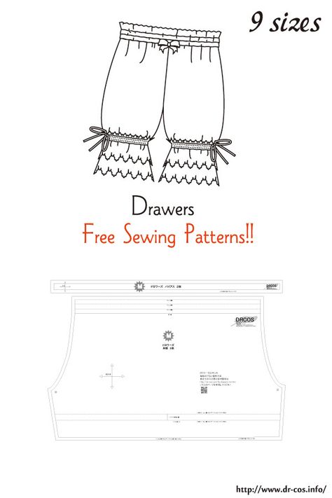 This is the pattern of a Drawers.   cm size(A4 size) Children's-100,120,140/Ladies'-S,M,L,LL/Men's-L,LL Bloomer Pattern Free, Bloomers Pattern Free, Victorian Bloomers Pattern, Sewing Clothes Patterns Free, Doll Pants Pattern, Bloomer Pattern Free Women, Pantaloons Pattern Free, Doll Bloomers Pattern Free, Bloomers Sewing Pattern