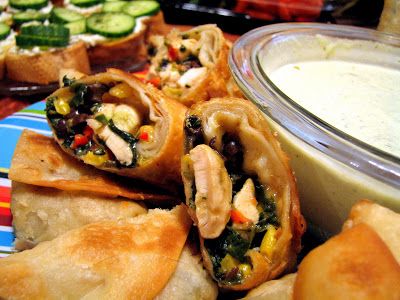 Southwestern Egg Rolls...these are amazing at 54th street! Southwest Egg Rolls, Southwestern Egg Rolls, Ranch Dipping Sauce, Taste And Tell, Avocado Ranch, Chicken Corn, Dipping Sauces Recipes, Egg Roll Recipes, Egg Rolls