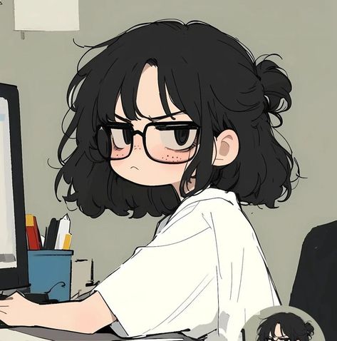 Portrait Wallpaper Aesthetic, Cartoon Pfp Girl, Cartoon Aesthetic Profile Pic, Cartoon Profile Pics Glasses, Girl With Glasses Cartoon, Cartoon Girl With Glasses, Glasses Character Design, Girl With Glasses Drawing, Cartoon Characters With Glasses