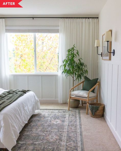 Bare Bedroom, Board And Batten Wall, Dusty Blush, Bedroom Redo, Green Accessories, Relaxing Places, One Room Challenge, Primary Bedroom, Classic Bedroom