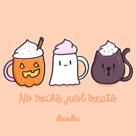 No tricks, just treats 🎃👻🐈‍⬛☕️✨ What’s your favorite Halloween treat? #halloweenart #cuteandspooky #smallartist #halloweenmugs #stickershop No Tricks Just Treats, Illustrator Artist, Halloween Treat, Halloween Night, Nap Time, Small Business Owner, Halloween Art, Thanksgiving Christmas, Sticker Shop