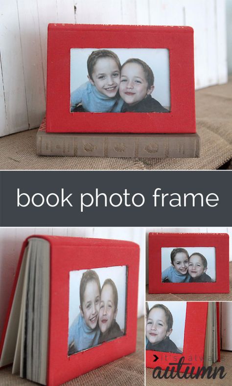 DIY Projects Made With Old Books - Book Photo Frame - Make DIY Gifts, Crafts and Home Decor With Old Book Pages and Hardcover and Paperbacks - Easy Shelving, Decorations, Wall Art and Centerpices with BOOKS http://diyjoy.com/diy-projects-old-books Bookish Ideas, Cool Picture Frames, Diy Photo Frames, Apartment Decoration, Diy Picture Frames, Do It Yourself Crafts, Diy Picture, Book Projects, Diy Book