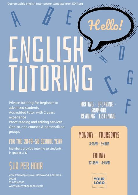 Private Lessons Flyer, Tutoring Flyer Design, Tutoring Poster Design, Private Tutoring Flyer, English Tutoring Ideas, Course Poster Design Ideas, Language Course Poster Design, Tuition Advertisement Poster, English Tutoring Flyer