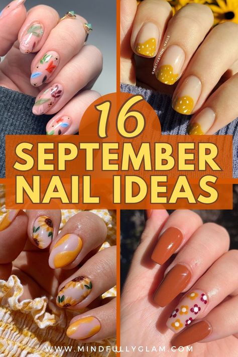 september nails Nails Sunflower, Early Fall Nails, Coffin Nails Short, Best Fall Nails, Nails Aura, Autumn Nail Designs, Nails Work, Brown Nail Art, Nails Fall Nails