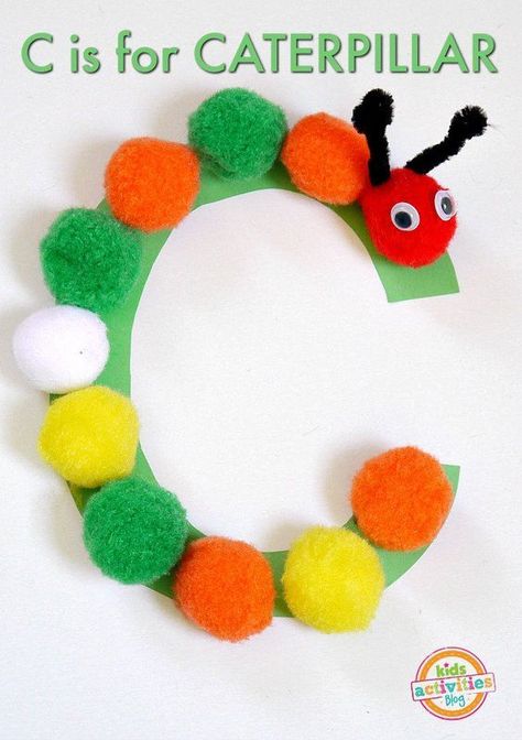 Letter C craft. C is for Caterpillar #artsandcraftsfortoddlers, Letter C Craft, C Is For Caterpillar, C Craft, Letter C Activities, Letter C Crafts, Preschool Letter Crafts, Abc Crafts, Caterpillar Craft, Alphabet Letter Crafts