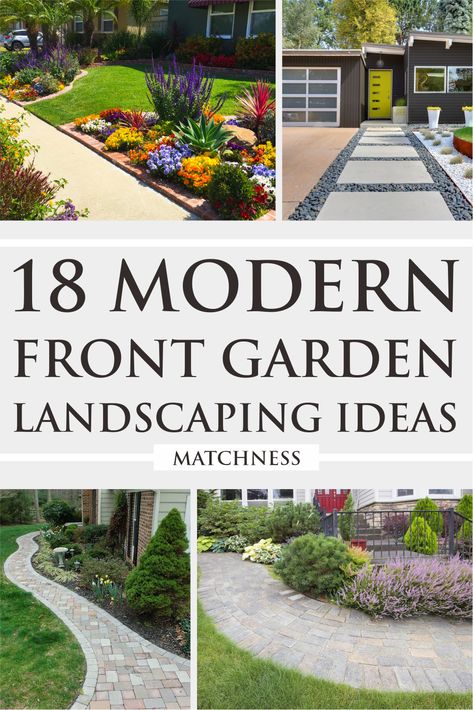 18 Modern Front Garden Landscaping Ideas - Matchness.com Landscaping Entryway, Front Entry Landscaping, Front Garden Path, Modern Landscape Design Front Yard, Landscaping Entrance, Front Walkway Landscaping, Front Door Landscaping, Modern Garden Landscaping, Garden Landscaping Ideas